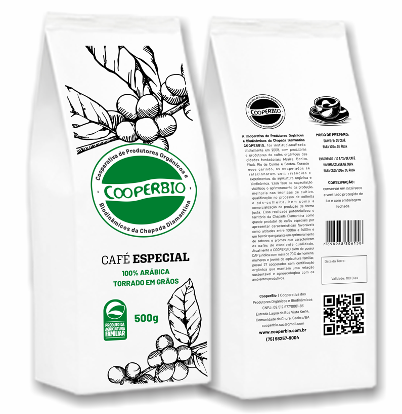 CAF� COOPERBIO Torrado em gr�os especial pacote 500g